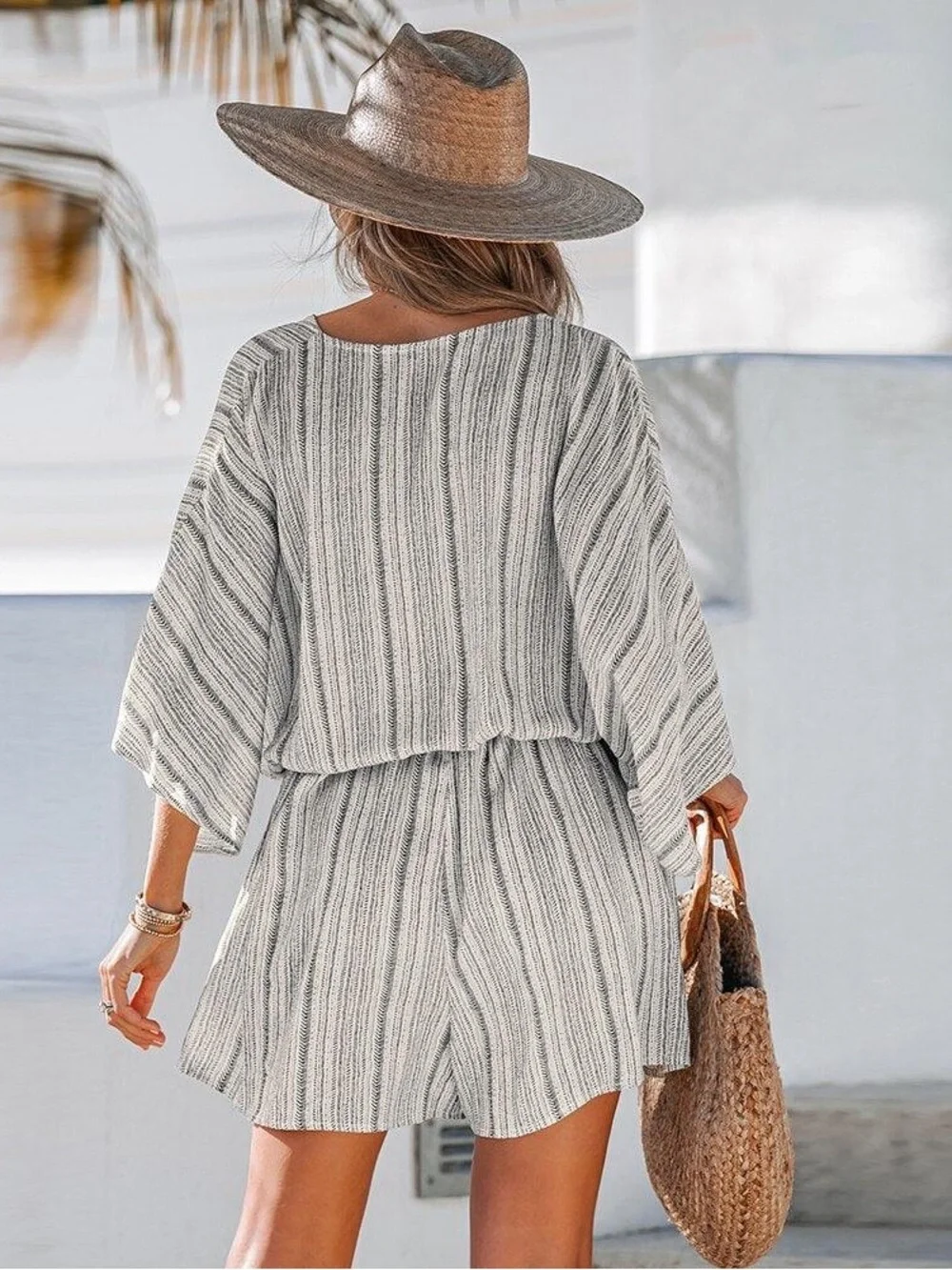 Cupshe Boho Stripe Romper Cover Up Tie Waist NWT Small